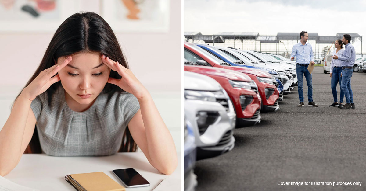A woman standing beside her car, a mix of sadness and determination on her face