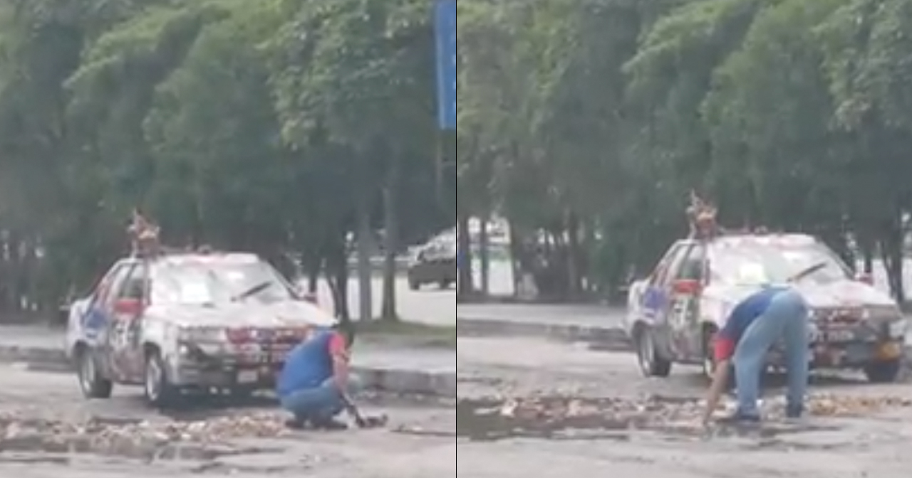 Video Shows A Man In Johor Filling Up A Pothole As Netizens Blame ...