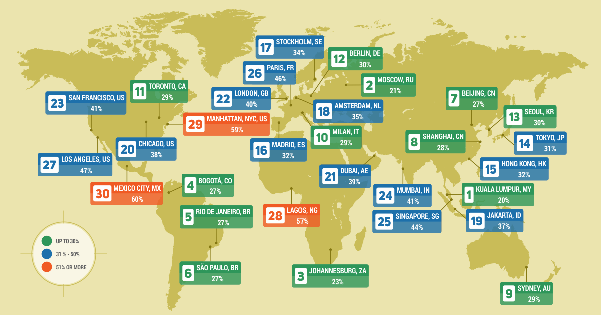 World Rent. Map These Are The World’s Most Affordable Cities For Renters