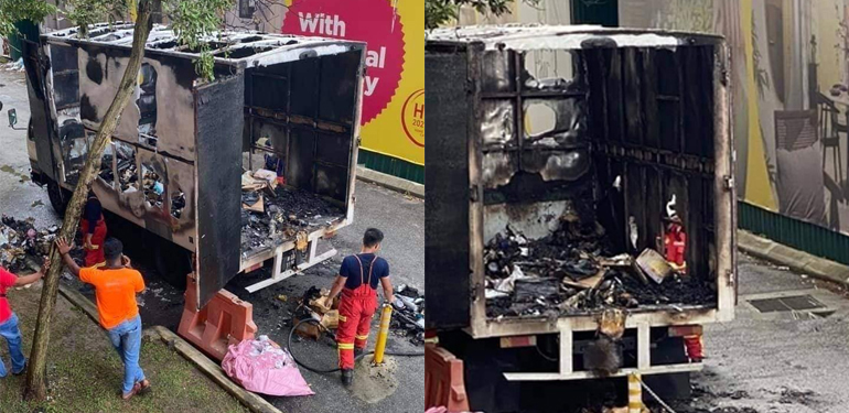 Courier Van Delivering 11.11 Sales Parcels Catches On Fire In Cheras