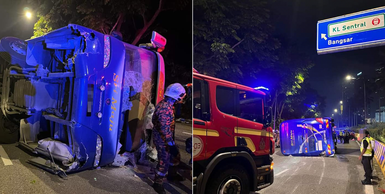 19 Passengers Taken To Hospital After Double-Decker Bus Overturns In KL