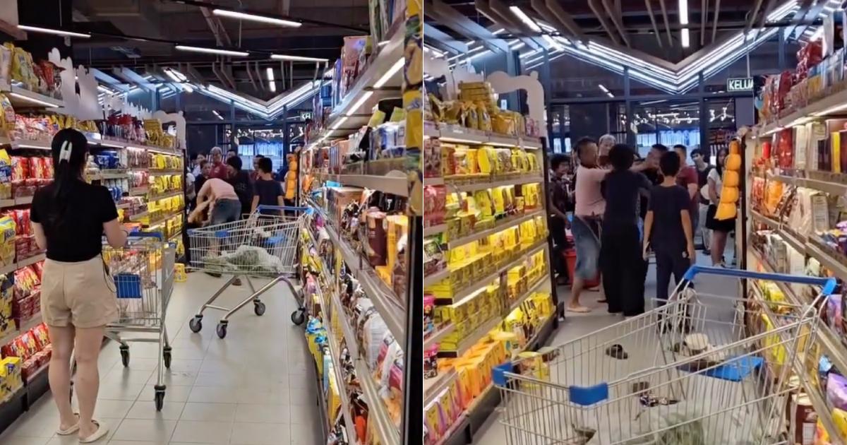 Video Shows 2 Men & A Woman Brawling Over Queue-Jumping At Supermarket