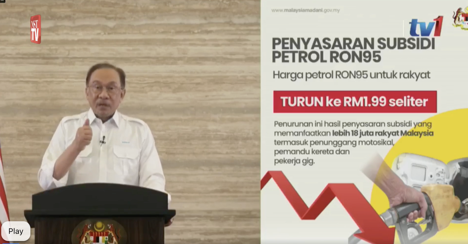 Anwar Announces Petrol Price Cut, RON95 Slashed To RM1.99 Per Litre