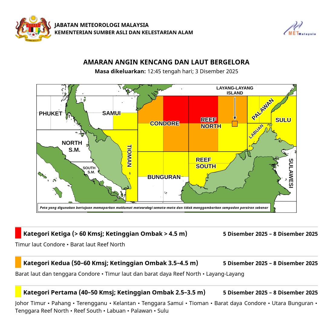 Metmalaysia Issues Continuous Rain Alert For 6 States From 5 To 8 December
