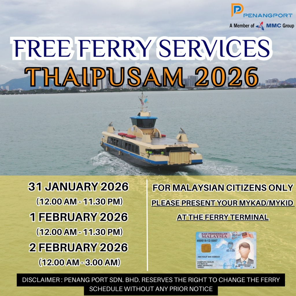 Free Ferry Rides In Penang For Thaipusam From 31 January To 2 February