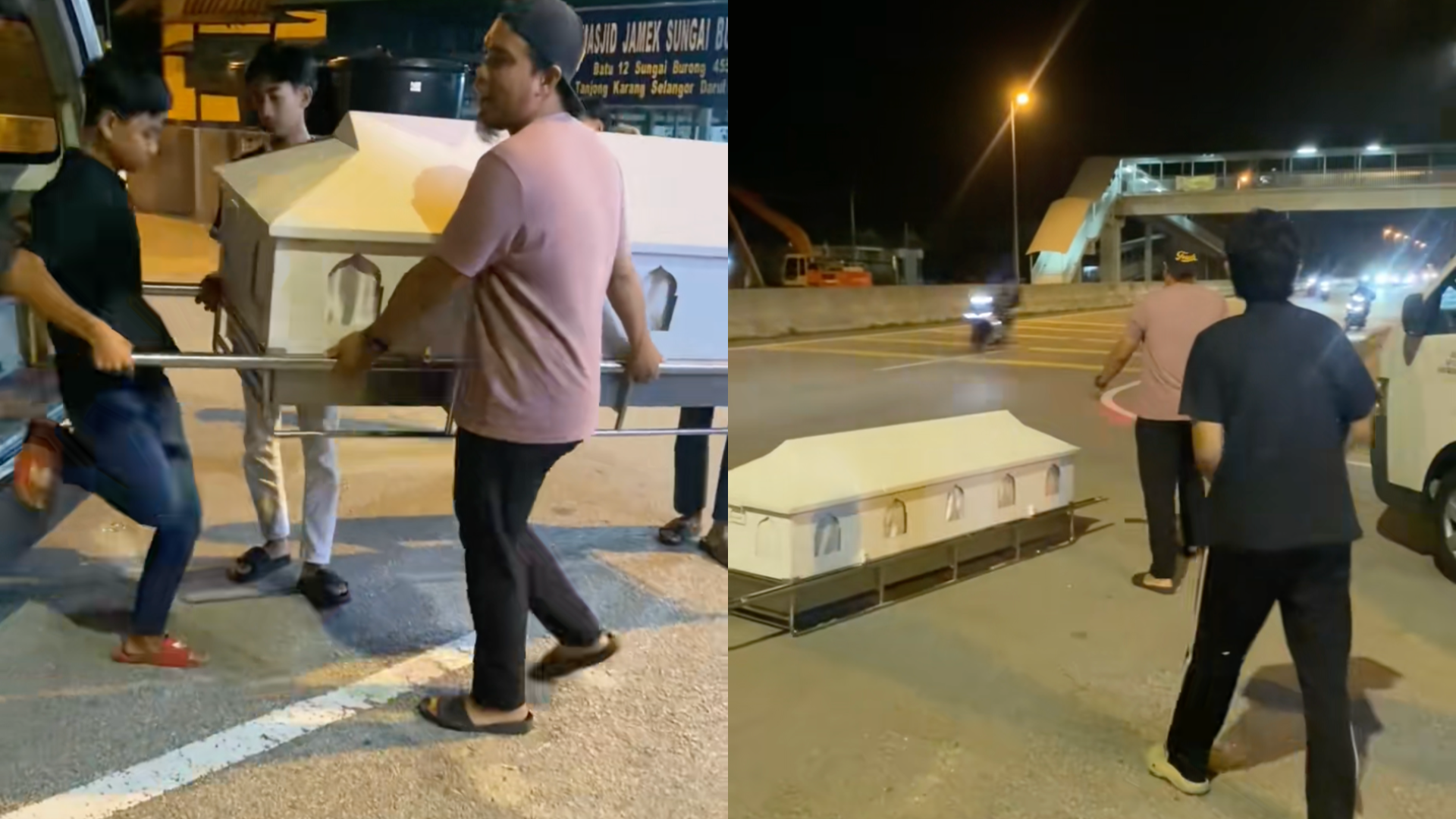 Letak Keranda Tepi Jalan, Cara ‘Rare’ Pemuda Tegur Mat Rempit Undang Perhatian Ramai