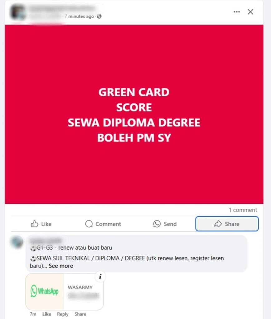 Siti Facebook post