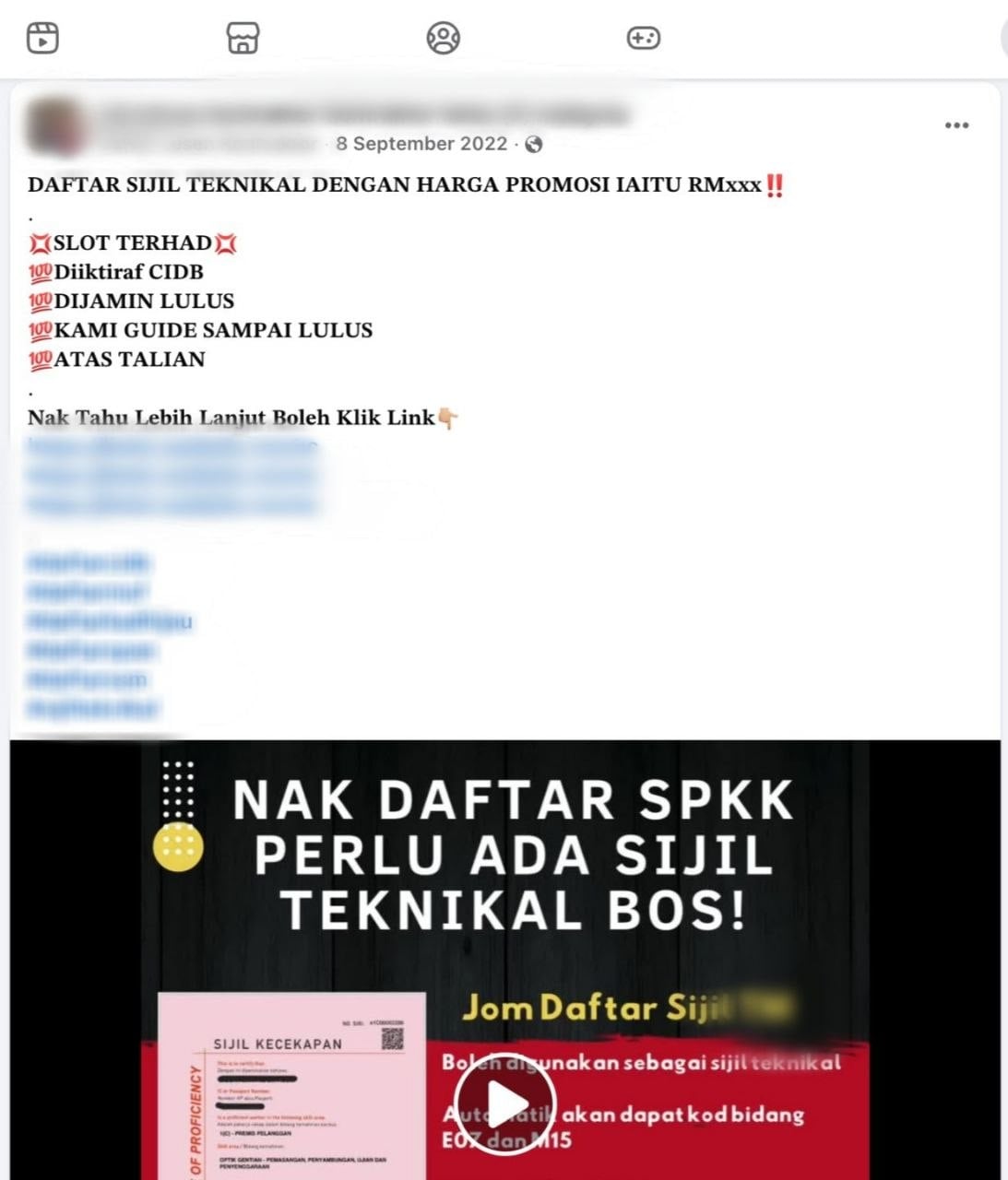 Facebook consultant posts