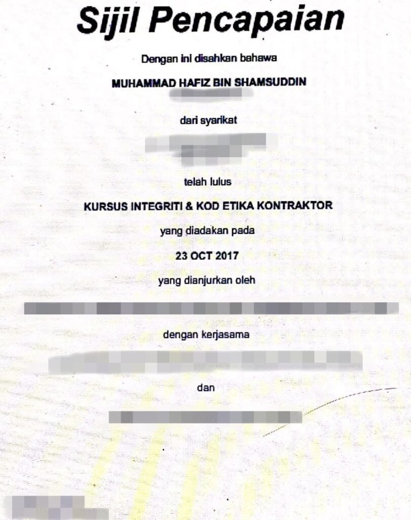 CIDB contractor star rating document