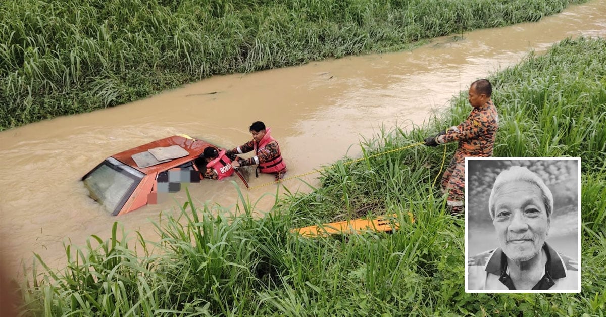 76-Year-Old Man Drowns After His Car Skidded & Plunged Into River In Johor