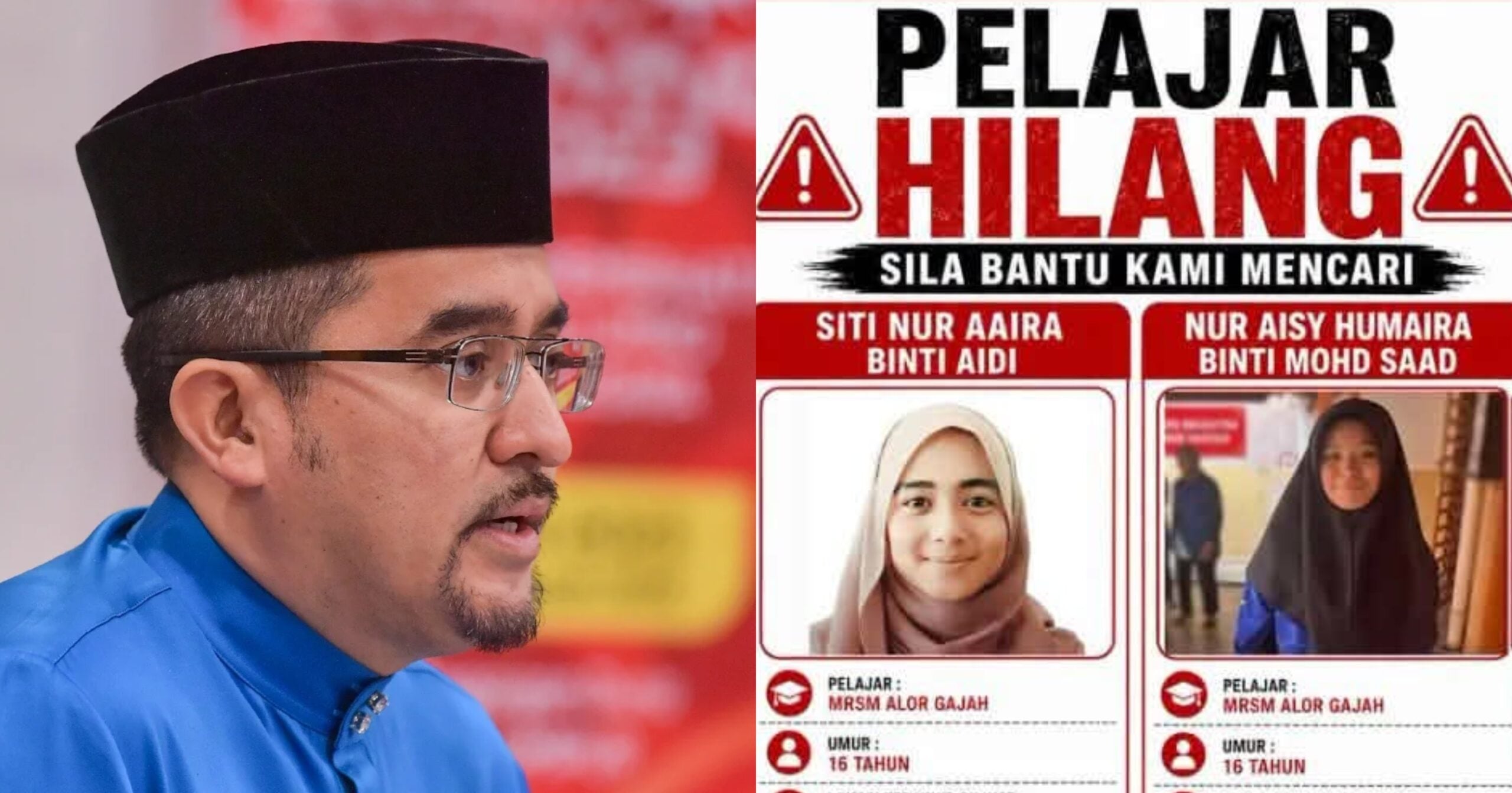 Dua Pelajar Perempuan MRSM Hilang, Pengerusi MARA Mohon Bantuan & Doa Orang Ramai