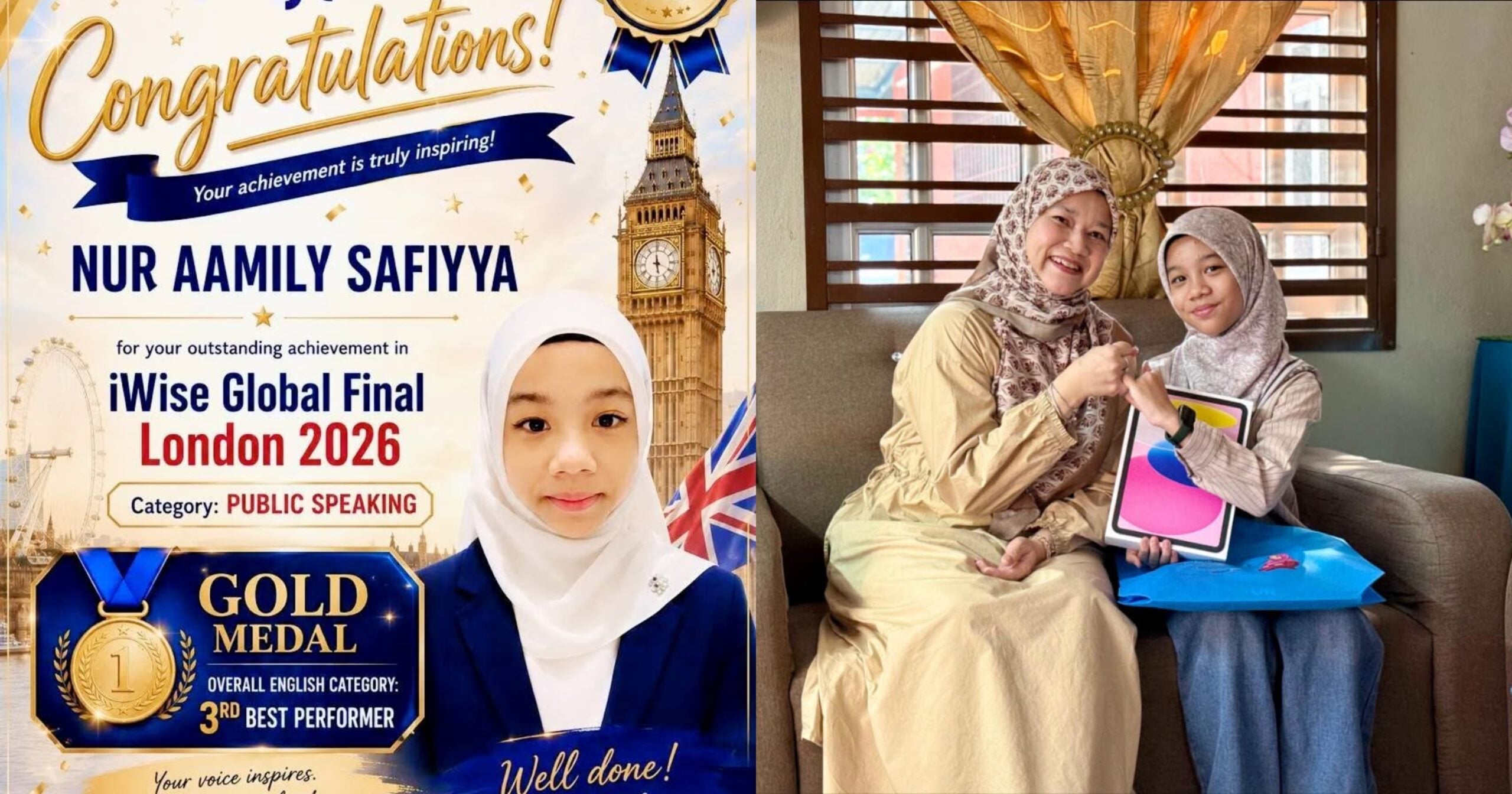 Murid 11 Tahun Dari Penang Rangkul Emas Dalam Pertandingan ‘Public Speaking’ Di UK