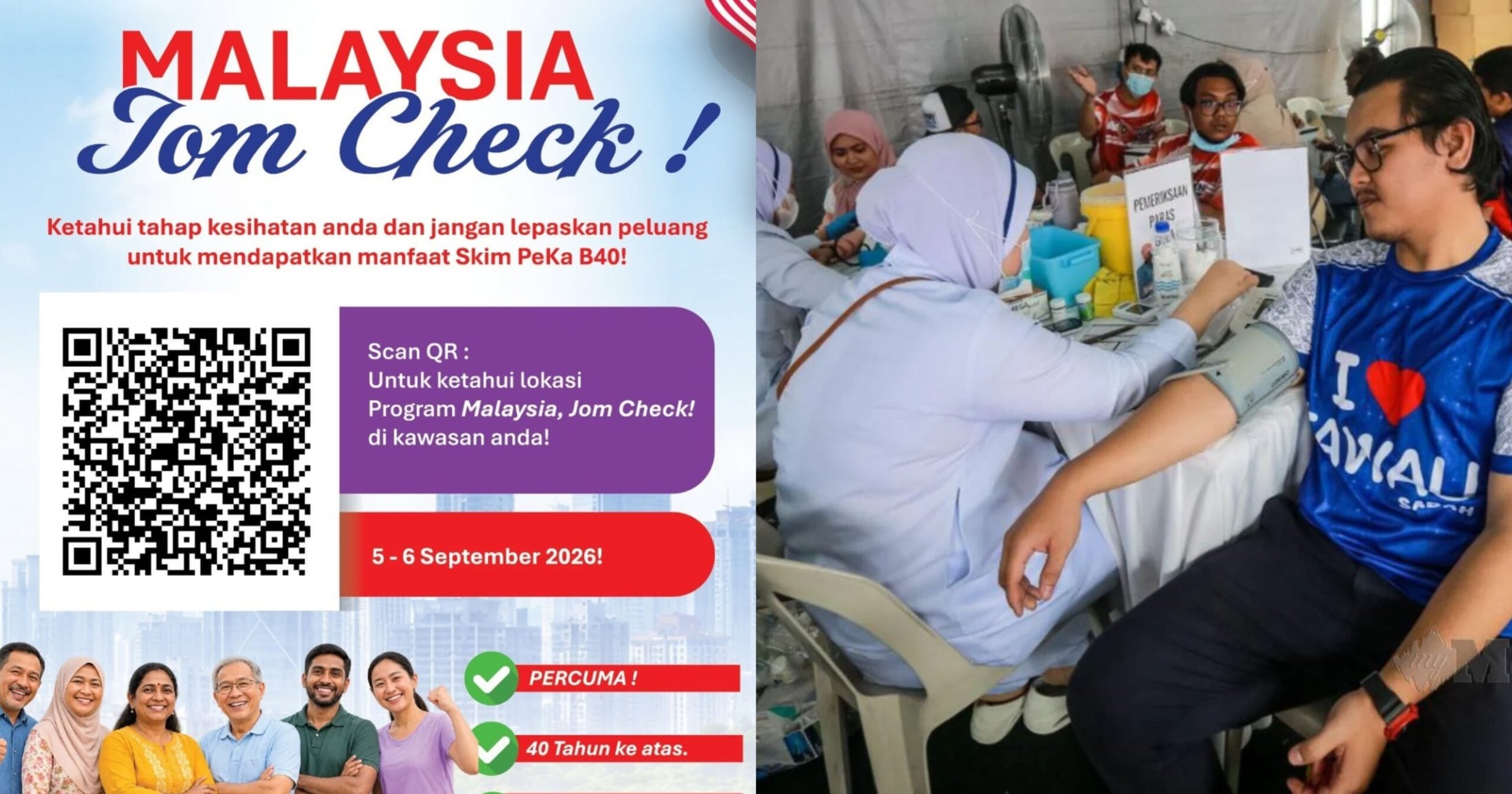 Pemeriksaan Kesihatan Percuma Untuk Rakyat Malaysia Pada 5 & 6 September Ini