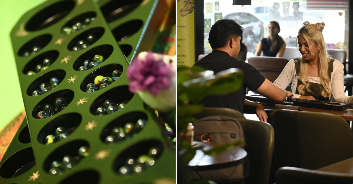 Feeling Nostalgic? Starbucks Now Has Congkak, Batu Seremban & Other Traditional Games At Its Stores!