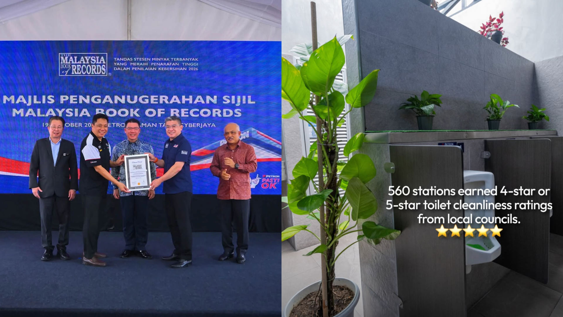 560 Stesen Petron Cipta Rekod Malaysia, Raih Penarafan Tandas Bertaraf 4 & 5 Bintang